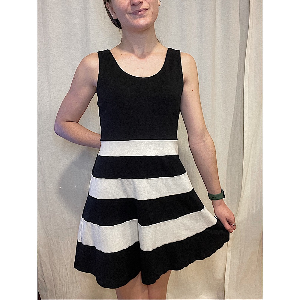 Express Black and White Striped Dress